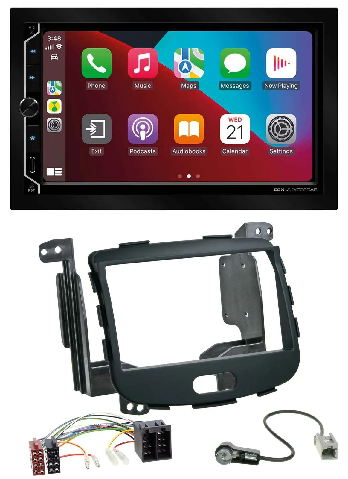 Автомагнитола ESX 2DIN, DAB, USB, MP3, Bluetooth для Hyundai i10 (2008–2013) Rubber Touch