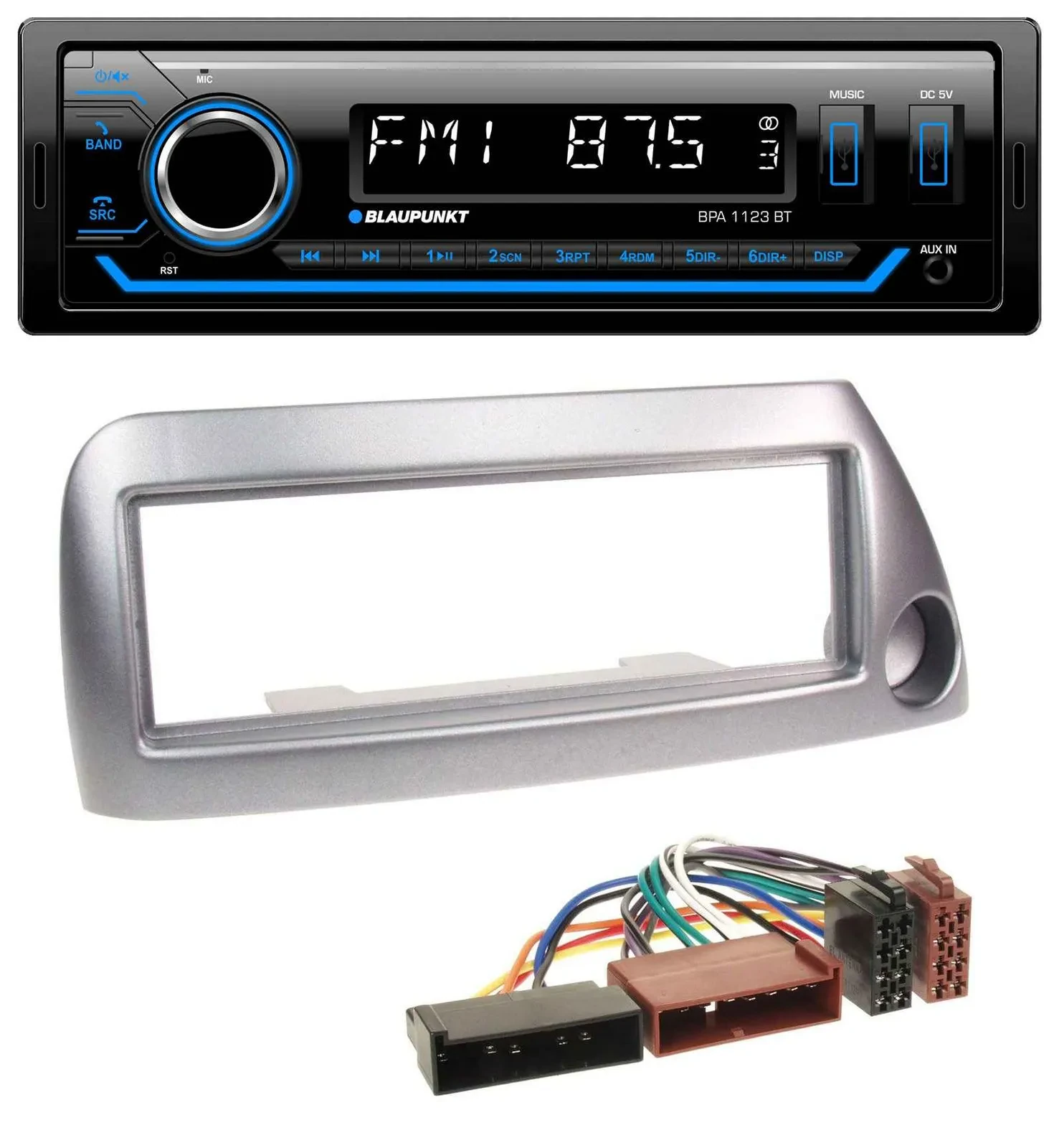 Blaupunkt MP3 Bluetooth USB AUX Autoradio für Ford Ka bis 2008 silber-metallic