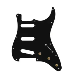 920D Custom SSS Pre-Wired Pickguard for Strat With A Black Pickguard and S7W ...
