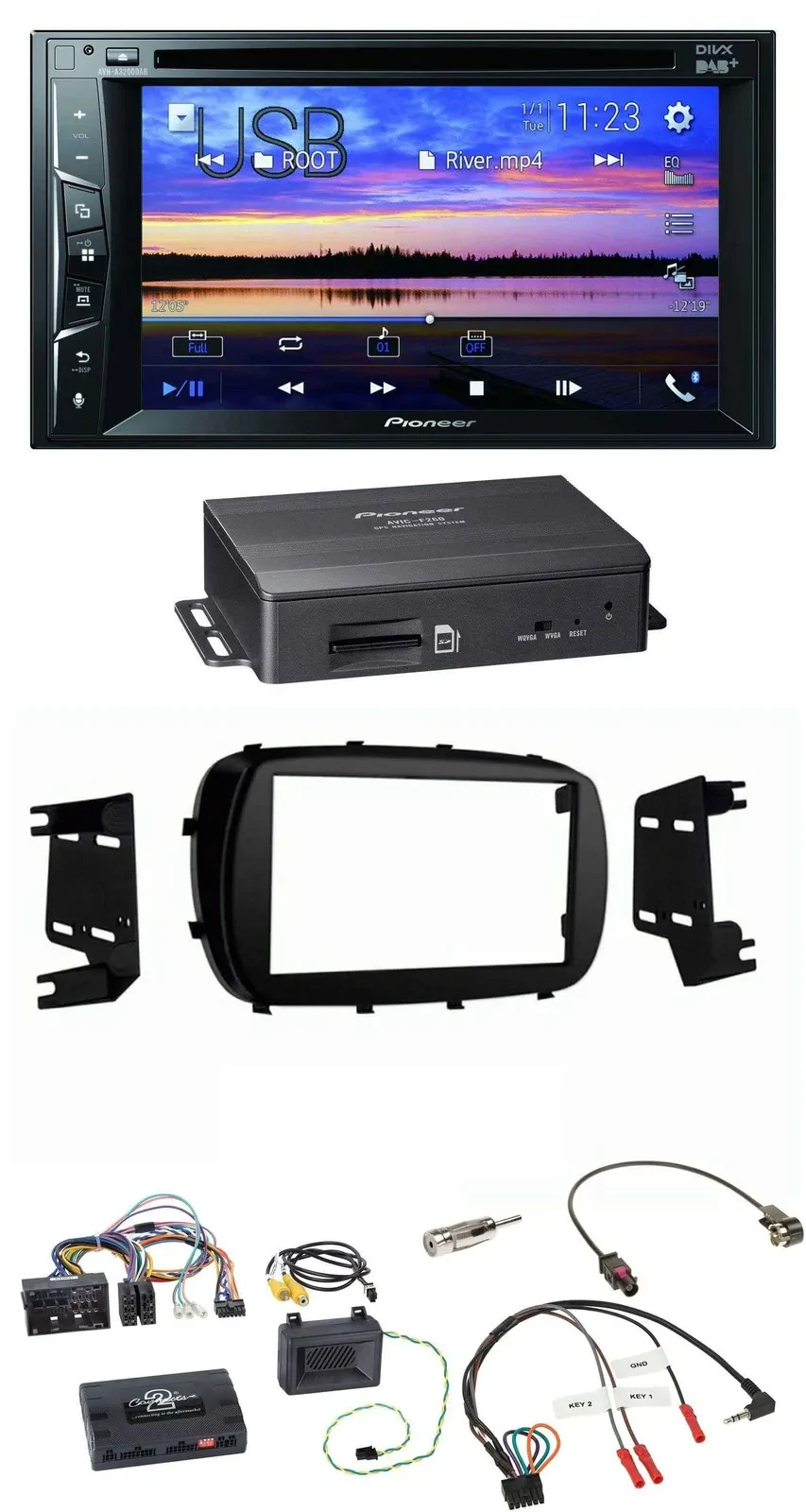 Pioneer 2DIN TMC DAB Lenkrad USB Bluetooth Navigation für Fiat 500X ab 2014