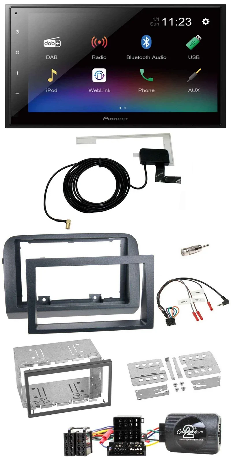 Pioneer DAB Lenkrad Bluetooth 2DIN USB Autoradio für Fiat Croma 2005-2010