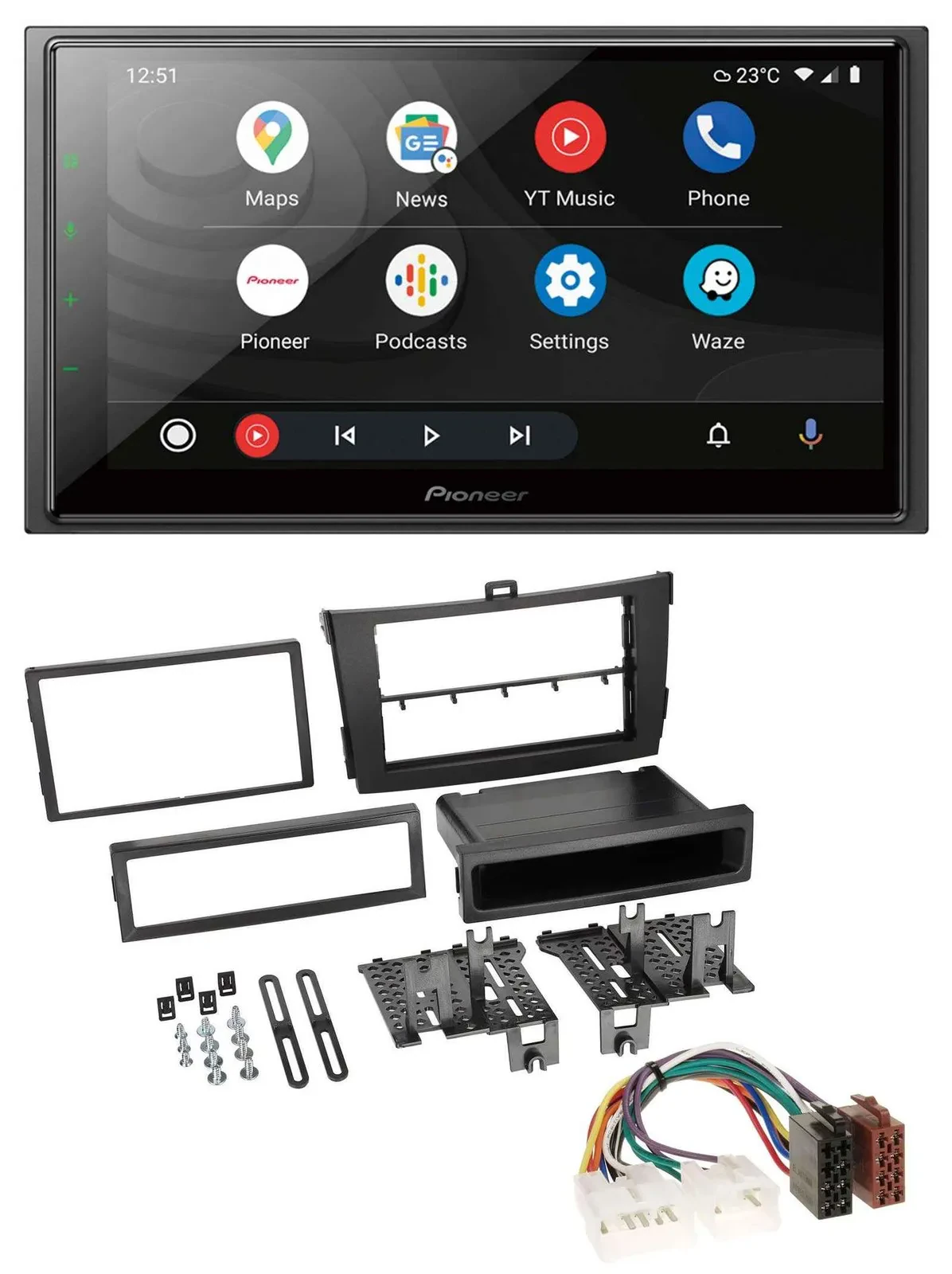 Pioneer USB 2DIN DAB MP3 Bluetooth Autoradio für Toyota Corolla 09-13 schwarz
