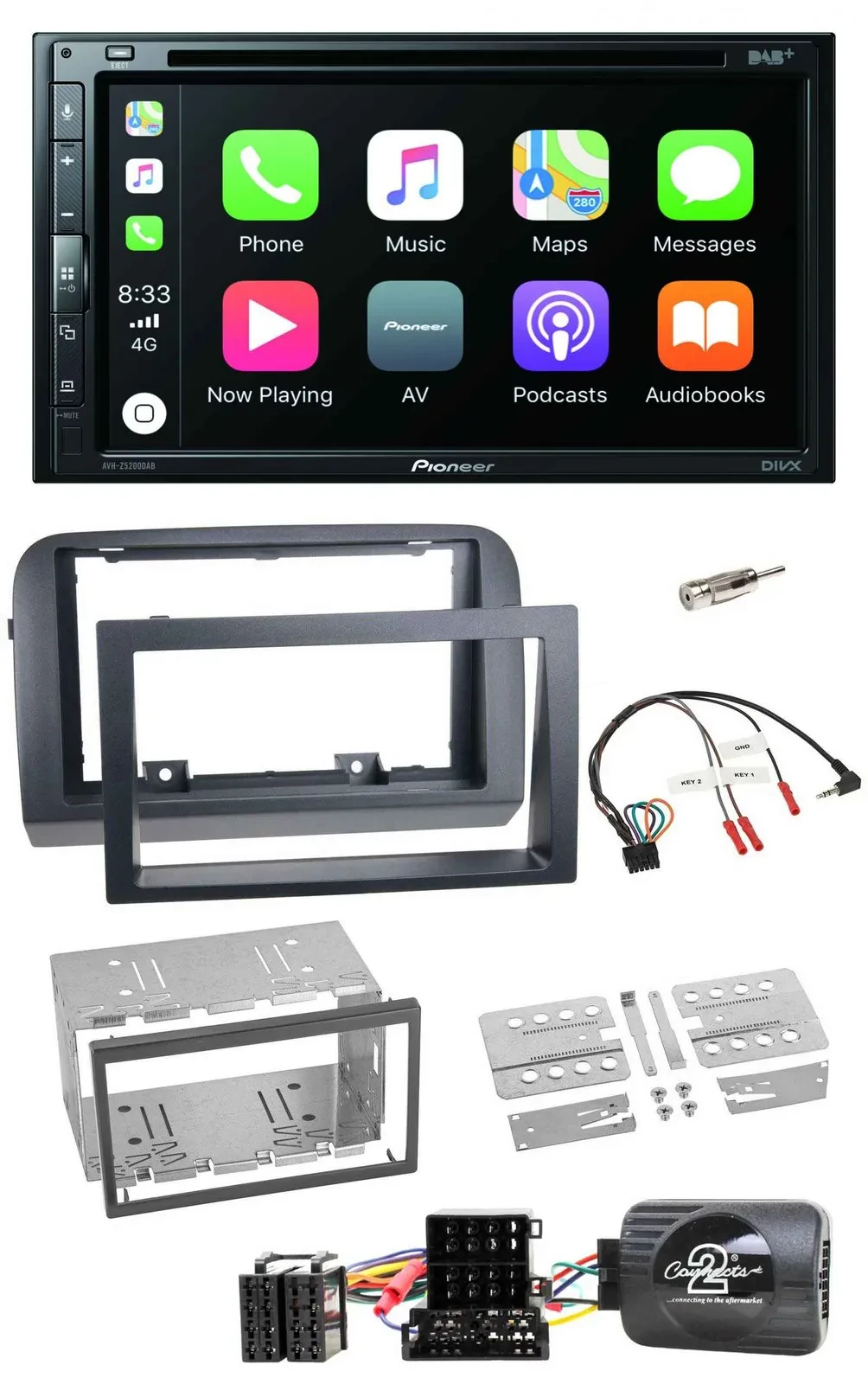 Pioneer DVD 2DIN Lenkrad DAB Bluetooth USB Autoradio für Fiat Croma 2005-2010