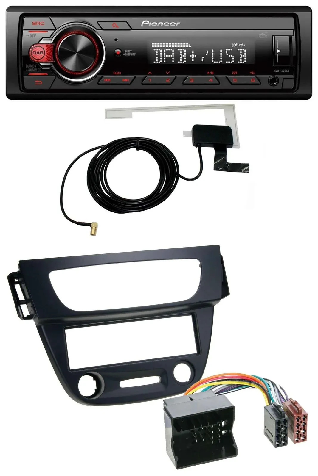 Автомагнитола Pioneer 1-DIN MP3 DAB USB AUX для Renault Megane 3 (2009–2014), Quadlock, черный