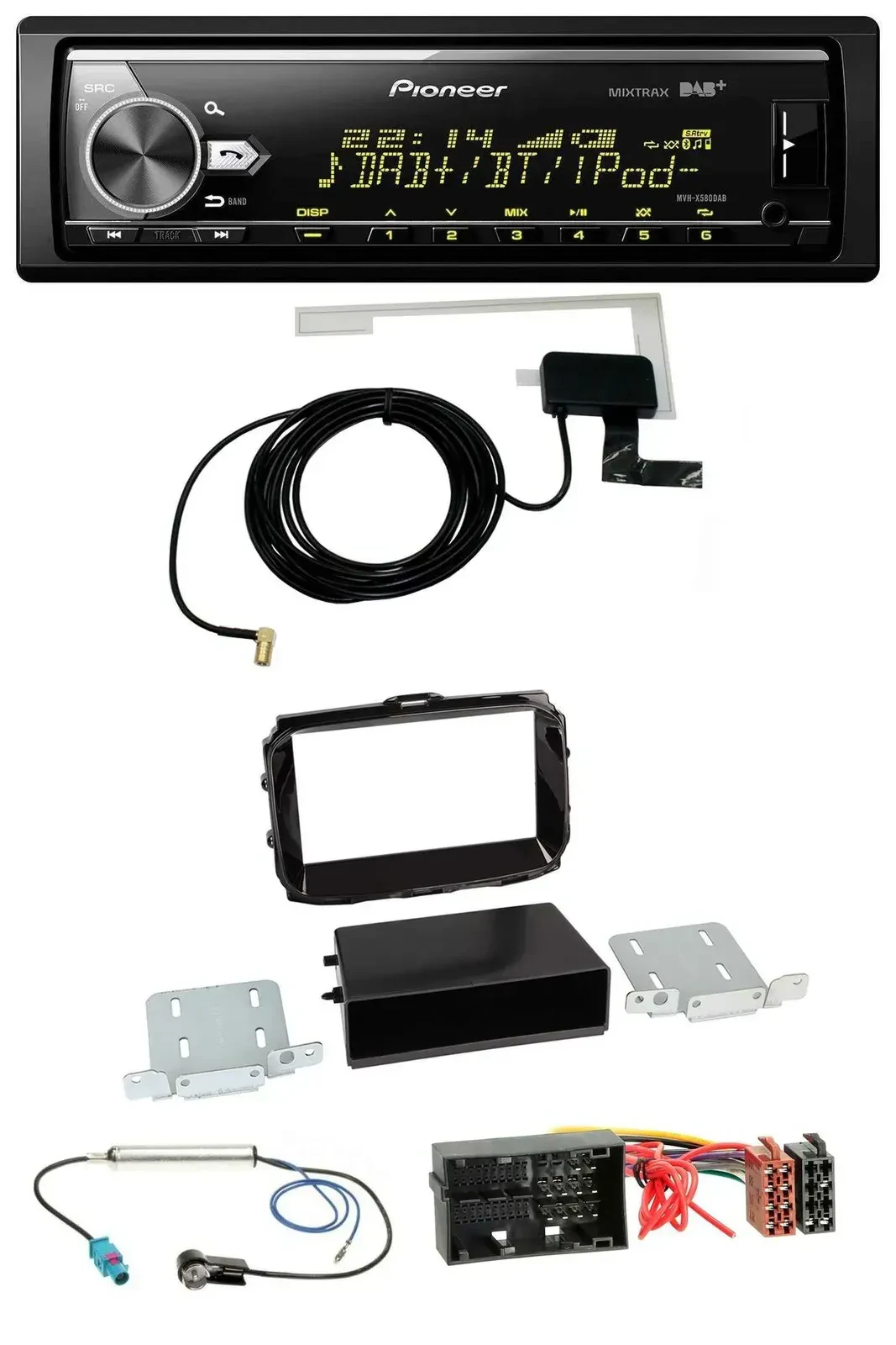 Автомагнитола для Alfa Romeo Giulietta Pioneer Bluetooth, DAB, USB, MP3, 52-pin, с 2013, черный глянец