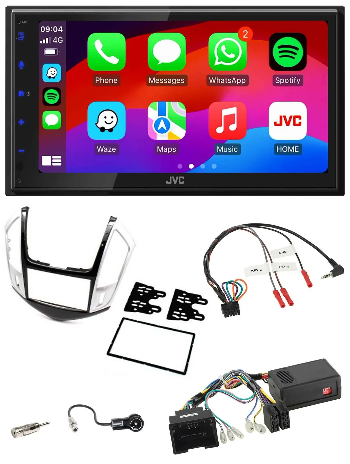 JVC Bluetooth 2DIN Lenkrad DAB USB Autoradio für Chevrolet Cruze 2011-2016 silbe