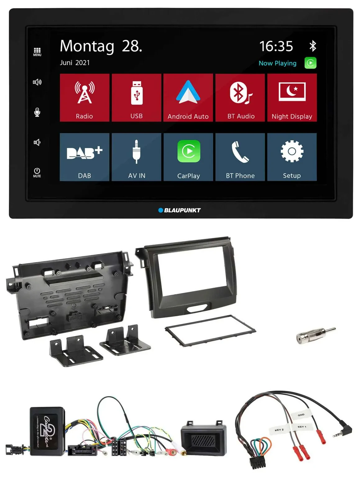Blaupunkt Lenkrad Bluetooth DAB 2DIN USB Autoradio für Ford Ranger 2AB ab 04/201