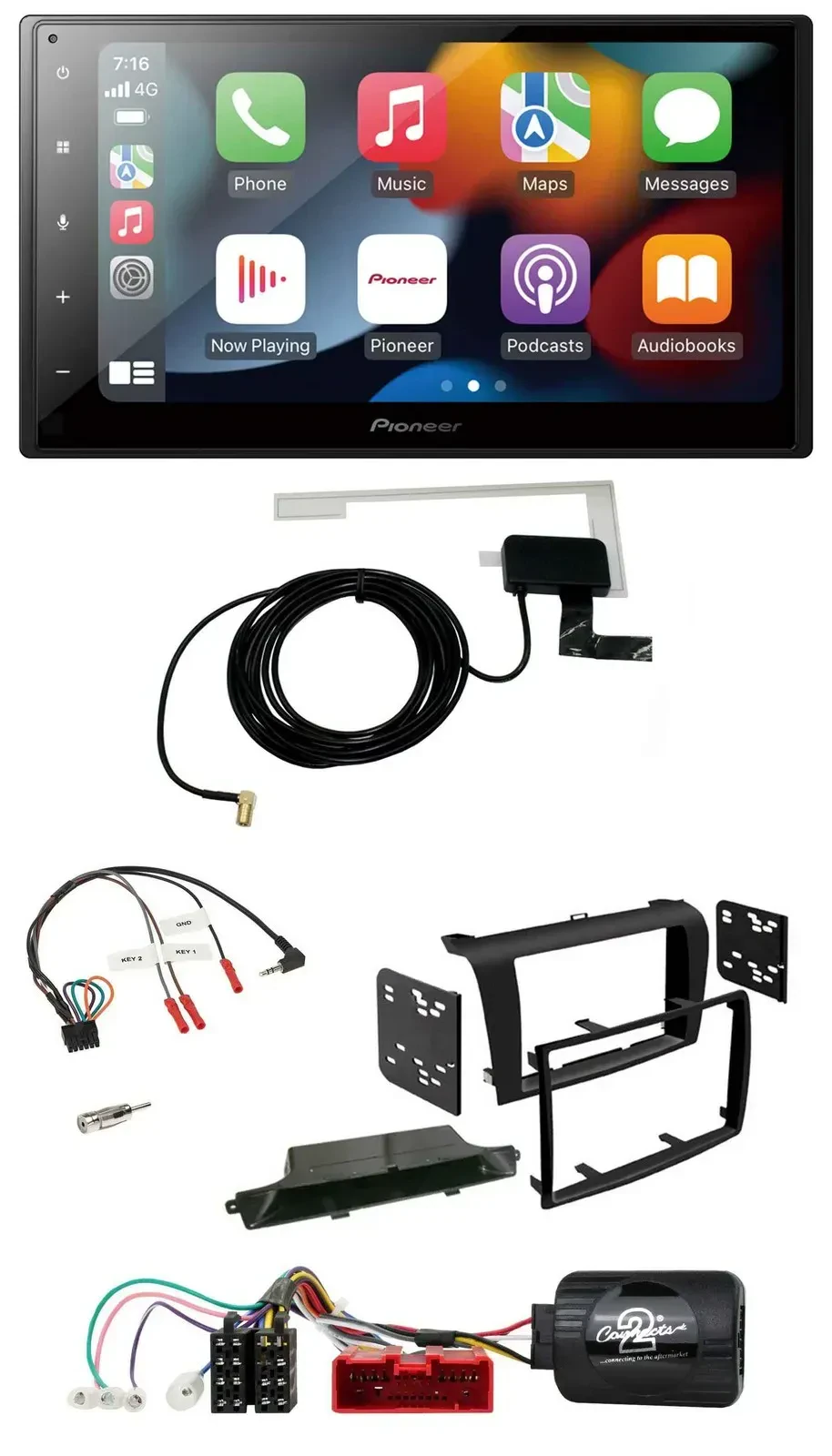 Автомагнитола Pioneer 2DIN USB, Bluetooth, DAB для Mazda 3 (2003–2009), черная, с поддержкой кнопок на руле