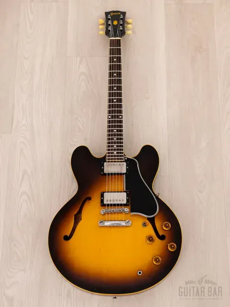 Электрогитара полуакустическая Greco Super Real SA59-120 HH Sunburst w/gigbag Japan 1982