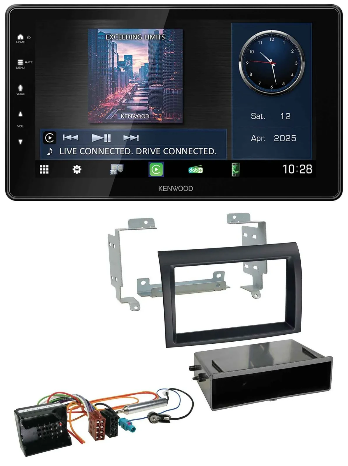 Автомагнитола Kenwood MP3, Bluetooth, USB, DAB для Citroen Jumper (2006–2011), Quadlock, черная