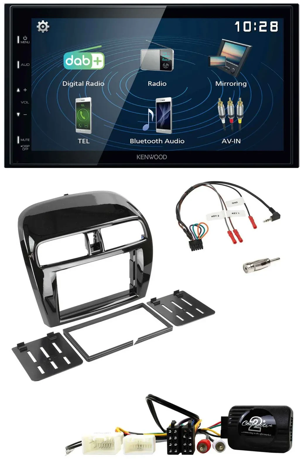 Kenwood 2DIN Bluetooth Lenkrad USB DAB Autoradio für Mitsubishi Mirage SpaceStar