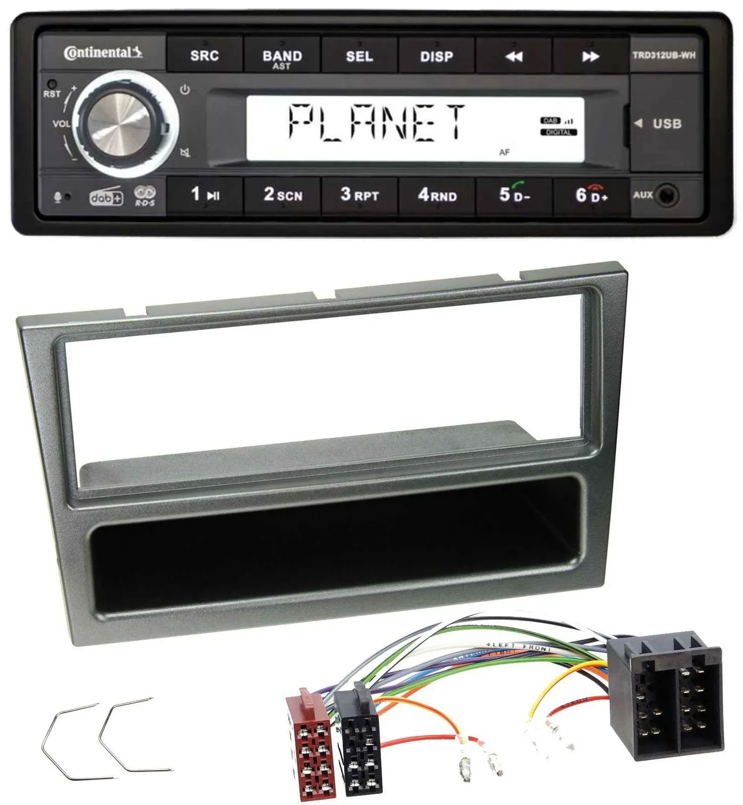 Continental USB 1DIN AUX DAB MP3 Autoradio für Opel Corsa C ISO 2000-2004 alumin