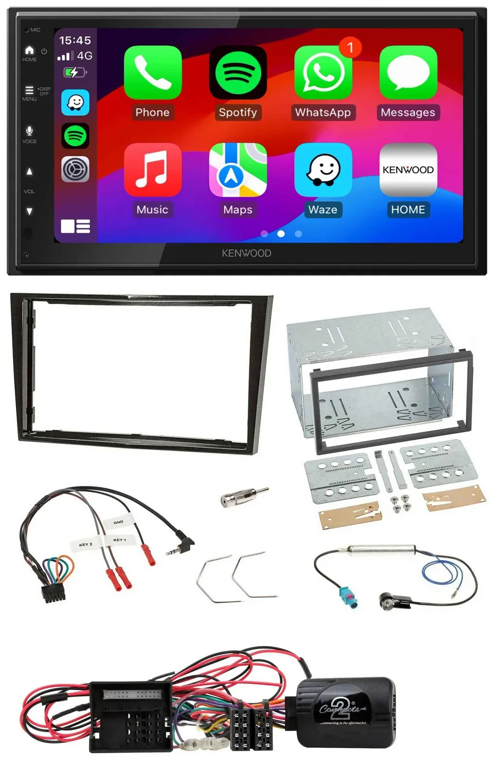 Kenwood Lenkrad USB DAB 2DIN Bluetooth Autoradio für Opel Corsa D Klavierlack 09