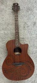 Luna Guitars Gypsy Tattoo Mahogany AcousticElectric Grand Concert Guitar Natural