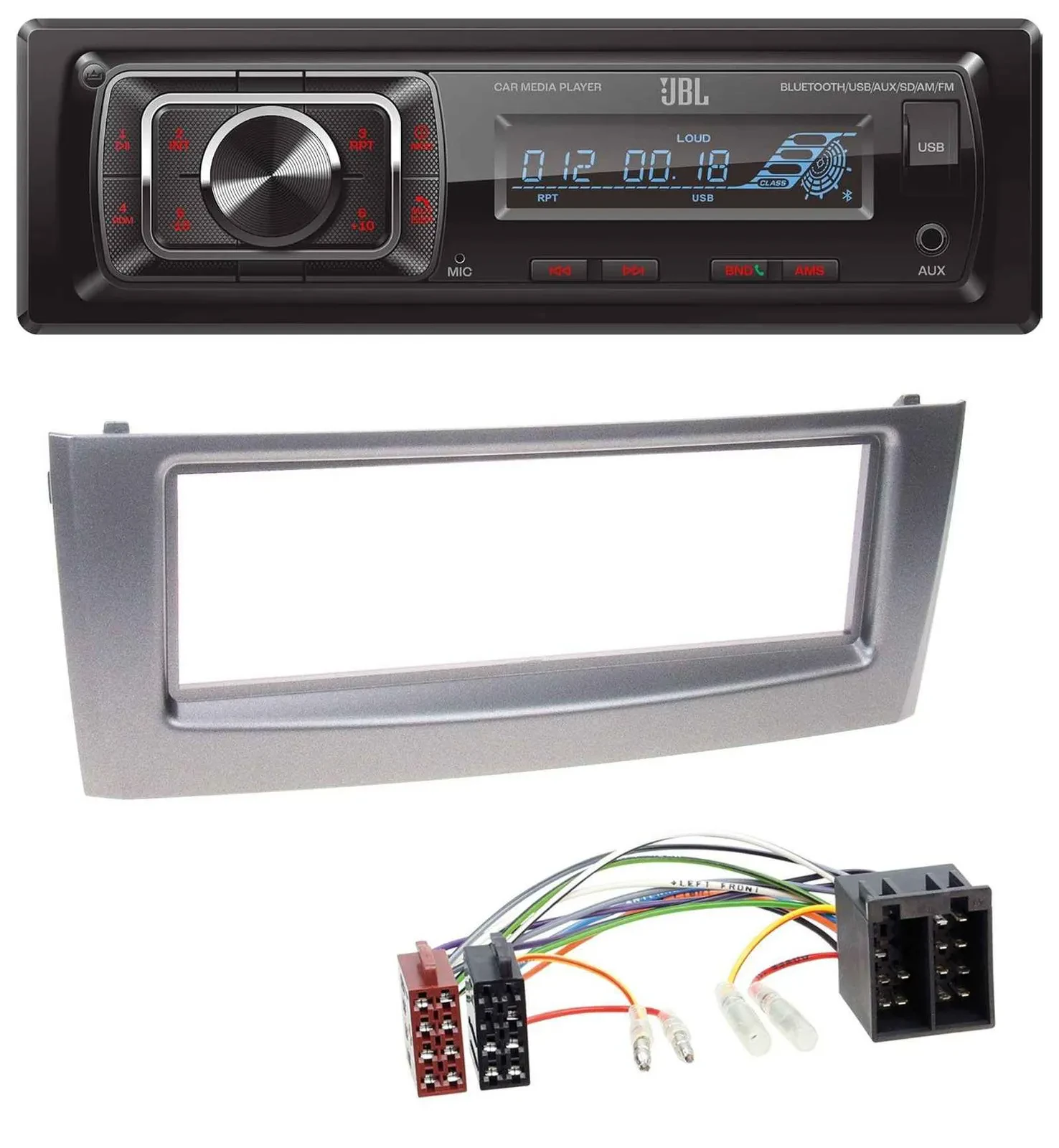 Автомагнитола JBL SD/AUX/MP3/USB/Bluetooth для Fiat Punto/Grande Punto (с 2005), серый