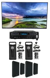 Technical Pro Home Karaoke Machine System+(4) 5.25" Black Wall Mount Speakers
