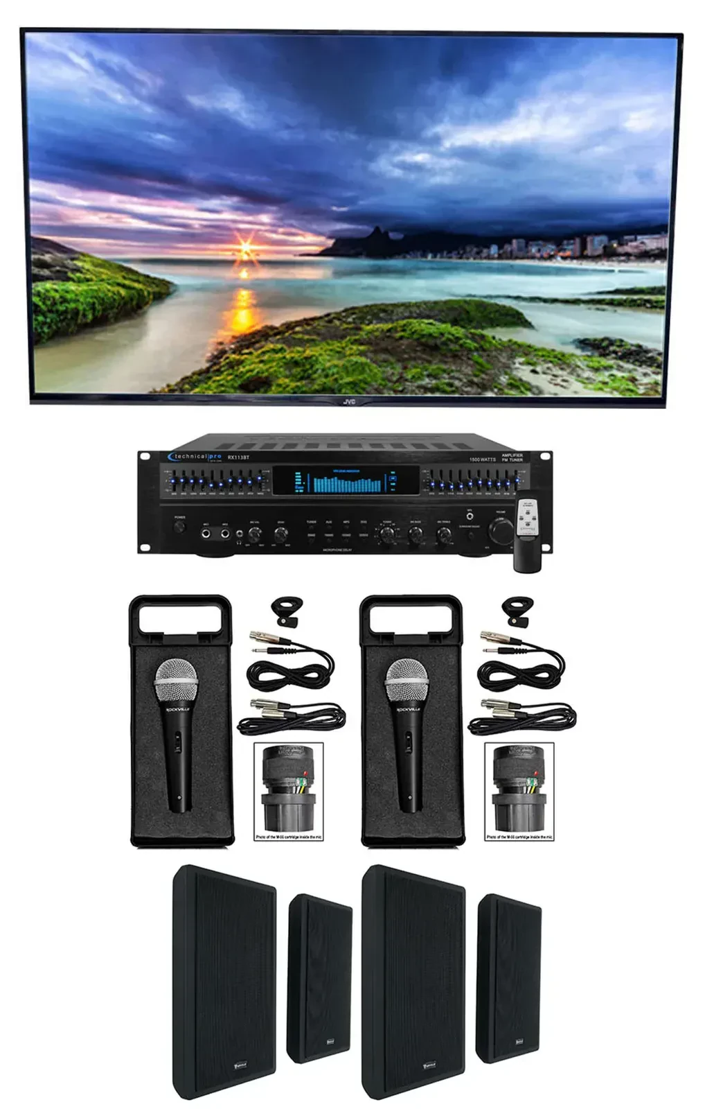 Караоке-система для дома Technical Pro RX113+(2) ROCKSLIM BLACK KAR, 4 x 5.25" настенные колонки, черный