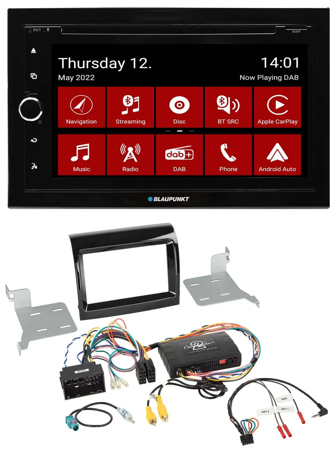 Blaupunkt 2DIN Lenkrad Bluetooth USB TMC DAB Navigation für Fiat Citroen Peugeot