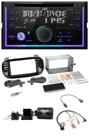 JVC Lenkrad USB 2DIN DAB Bluetooth CD Autoradio für Fiat 500 Fakra 08-15 schwarz