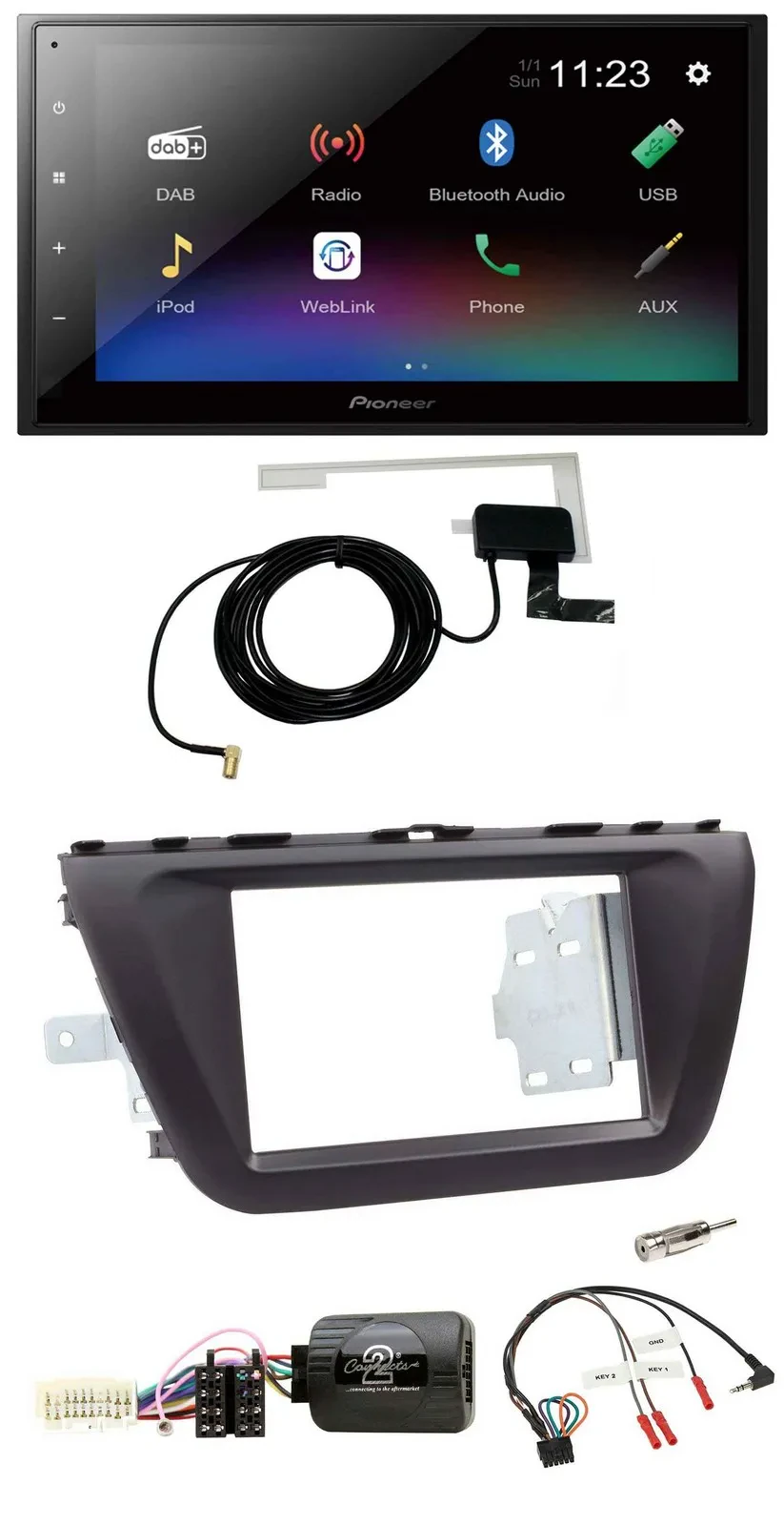 Pioneer DAB Lenkrad Bluetooth 2DIN USB Autoradio für Suzuki SX4 ab 2013