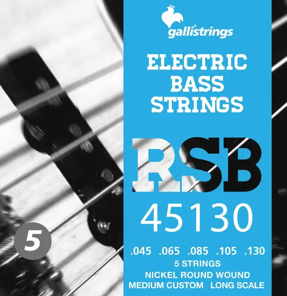 Струны для бас-гитары Galli Strings RSB45130 Nickel Medium Custom 045-130