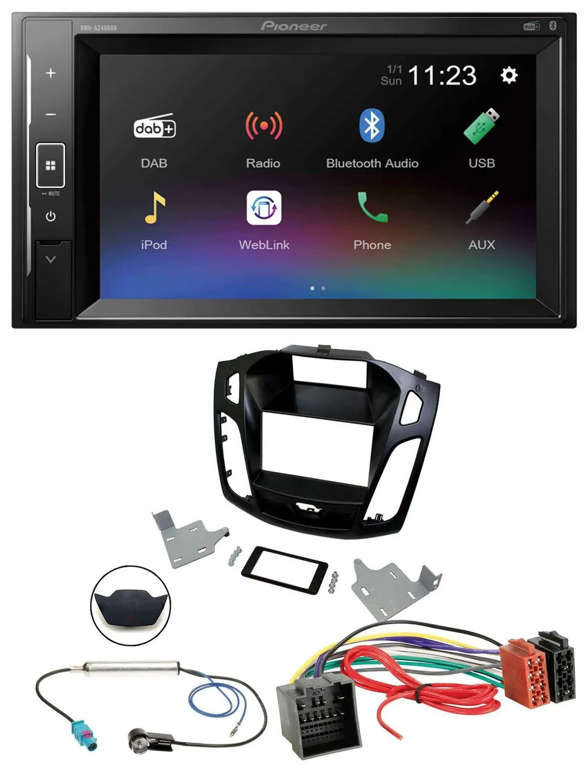 Автомагнитола для Ford Focus (с 2018) Pioneer 2DIN, DAB, Bluetooth, USB, MP3, черная