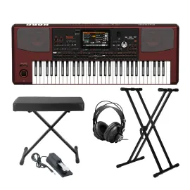 Korg PA1000 Arranger Keyboard with Bench and Stand Accessory Bundle