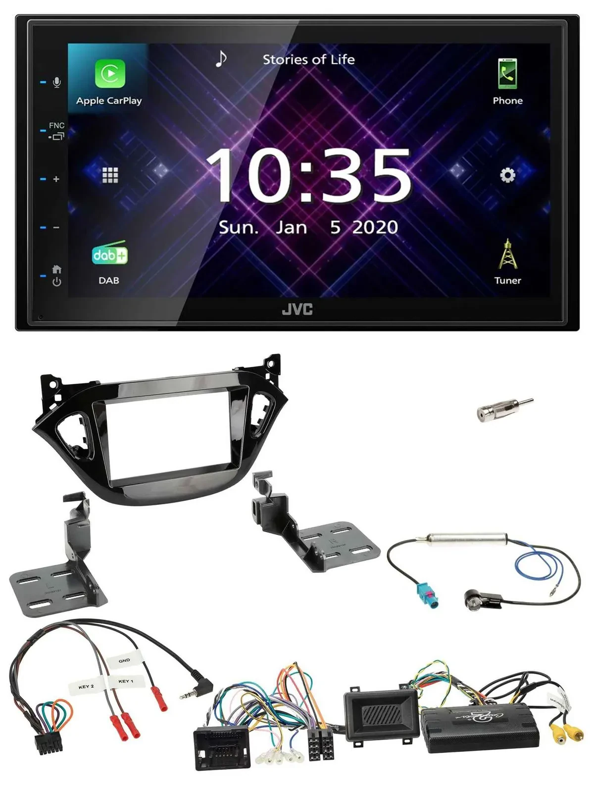 JVC DAB 2DIN Lenkrad Bluetooth USB Autoradio für Opel Adam Corsa E 2017-2019