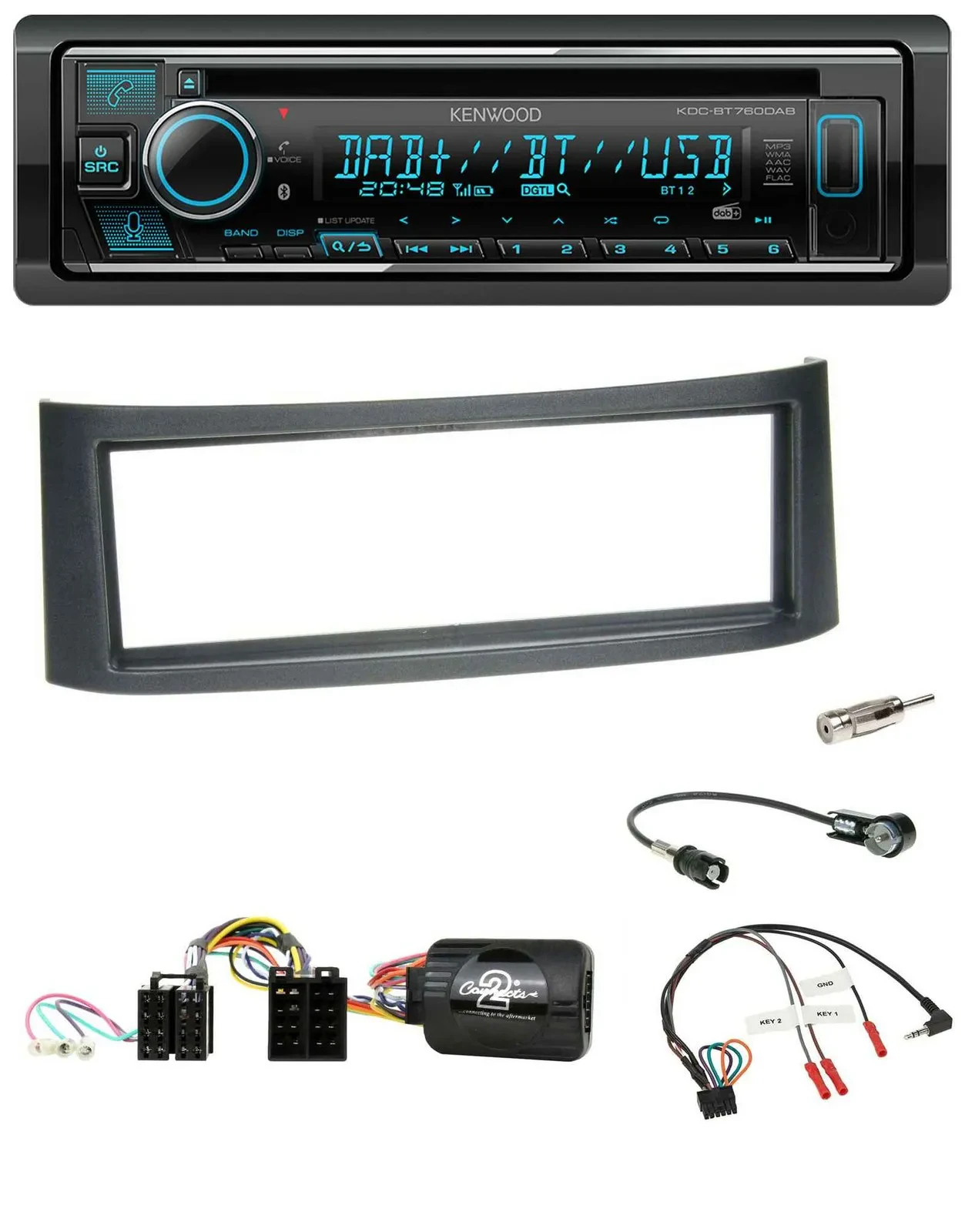 Kenwood Lenkrad Bluetooth DAB USB CD Autoradio für Smart ForFour W454 2004-2006