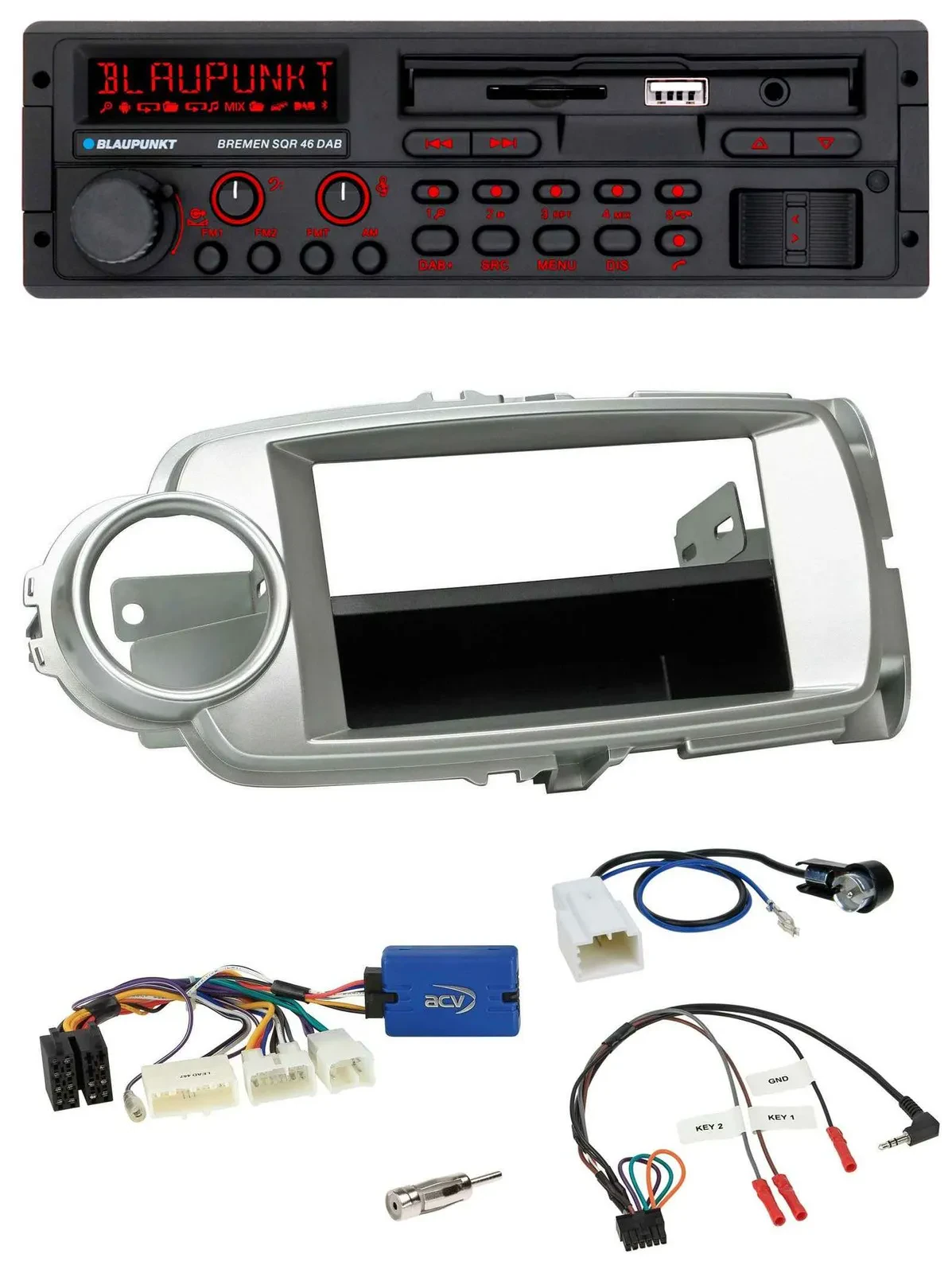 Blaupunkt SD Lenkrad USB Bluetooth DAB Autoradio für Toyota Yaris 2011-2014 silb