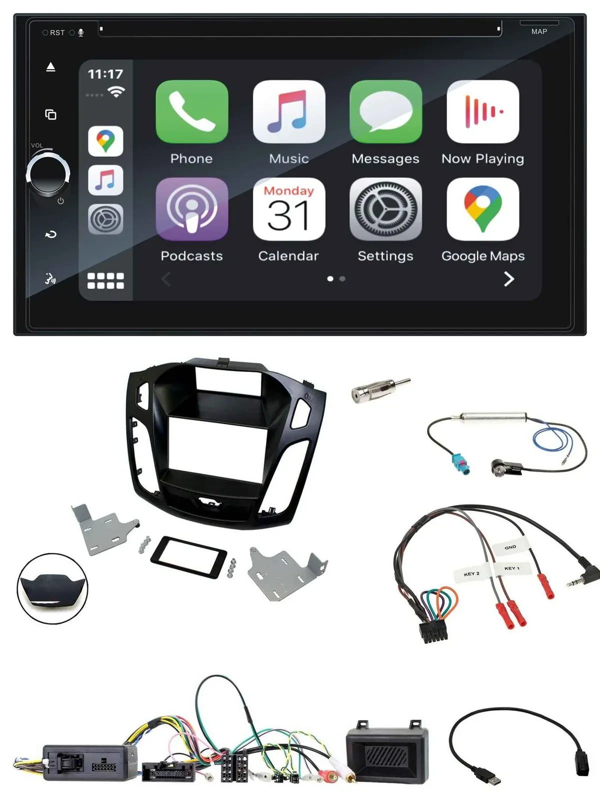 Blaupunkt USB DAB Bluetooth 2DIN TMC Lenkrad Navigation für Ford Focus 2014-2018