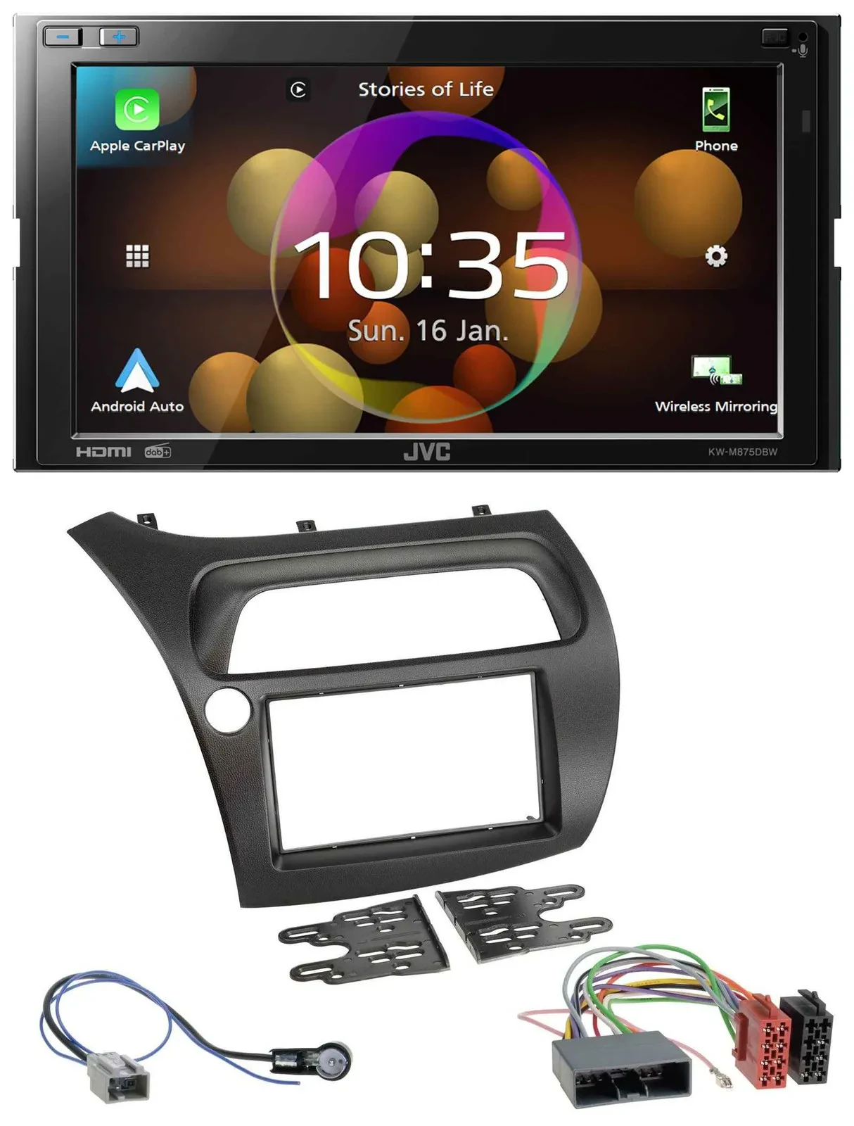 JVC DAB MP3 2DIN Bluetooth USB Autoradio für Honda Civic (2006-2012)