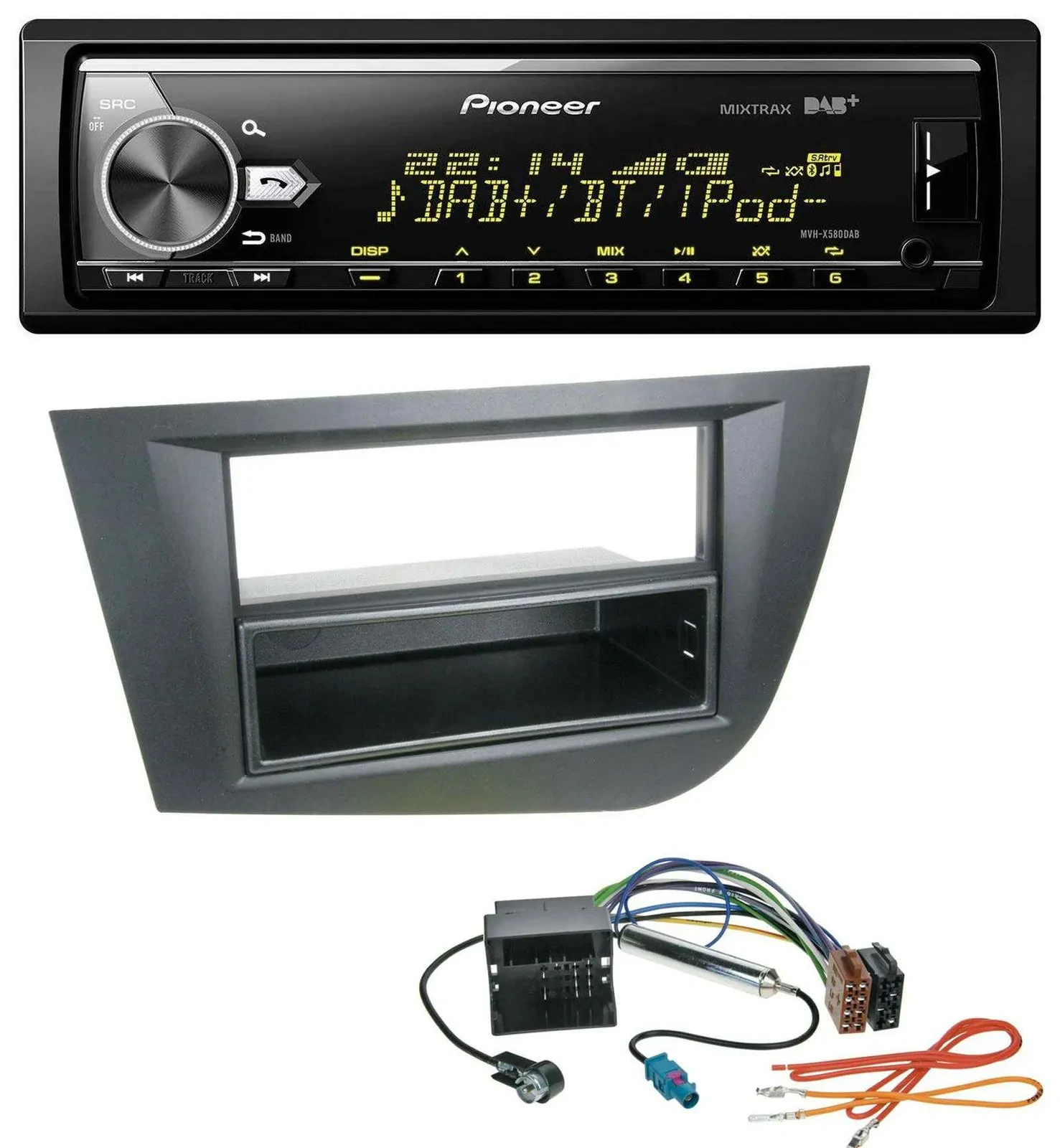 Автомагнитола для Seat Leon (с 2005) Pioneer Bluetooth, USB, DAB, MP3, черный