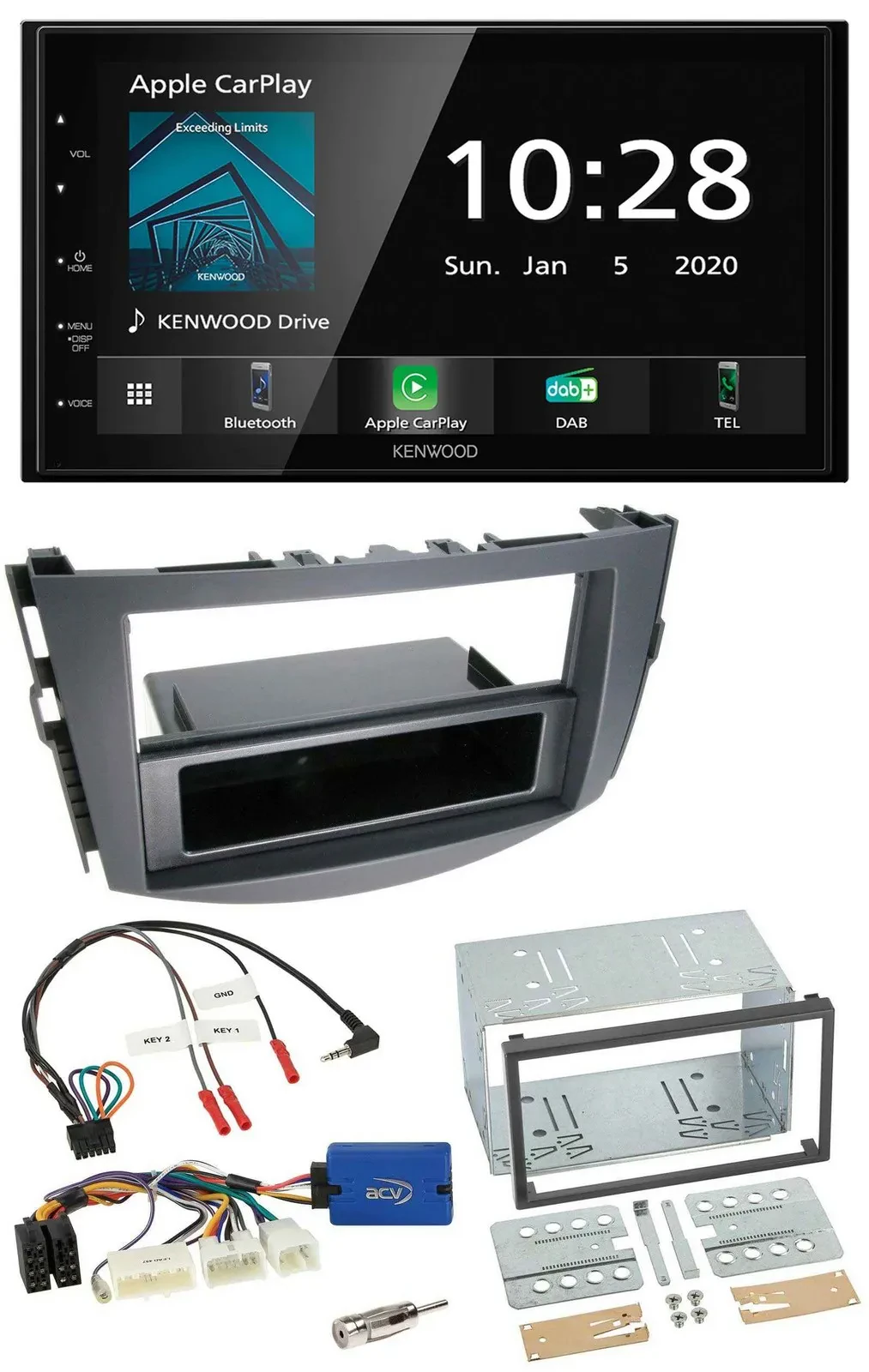 Kenwood Bluetooth Lenkrad DAB USB 2DIN Autoradio für Toyota RAV 4 ab 2011 28 Pin