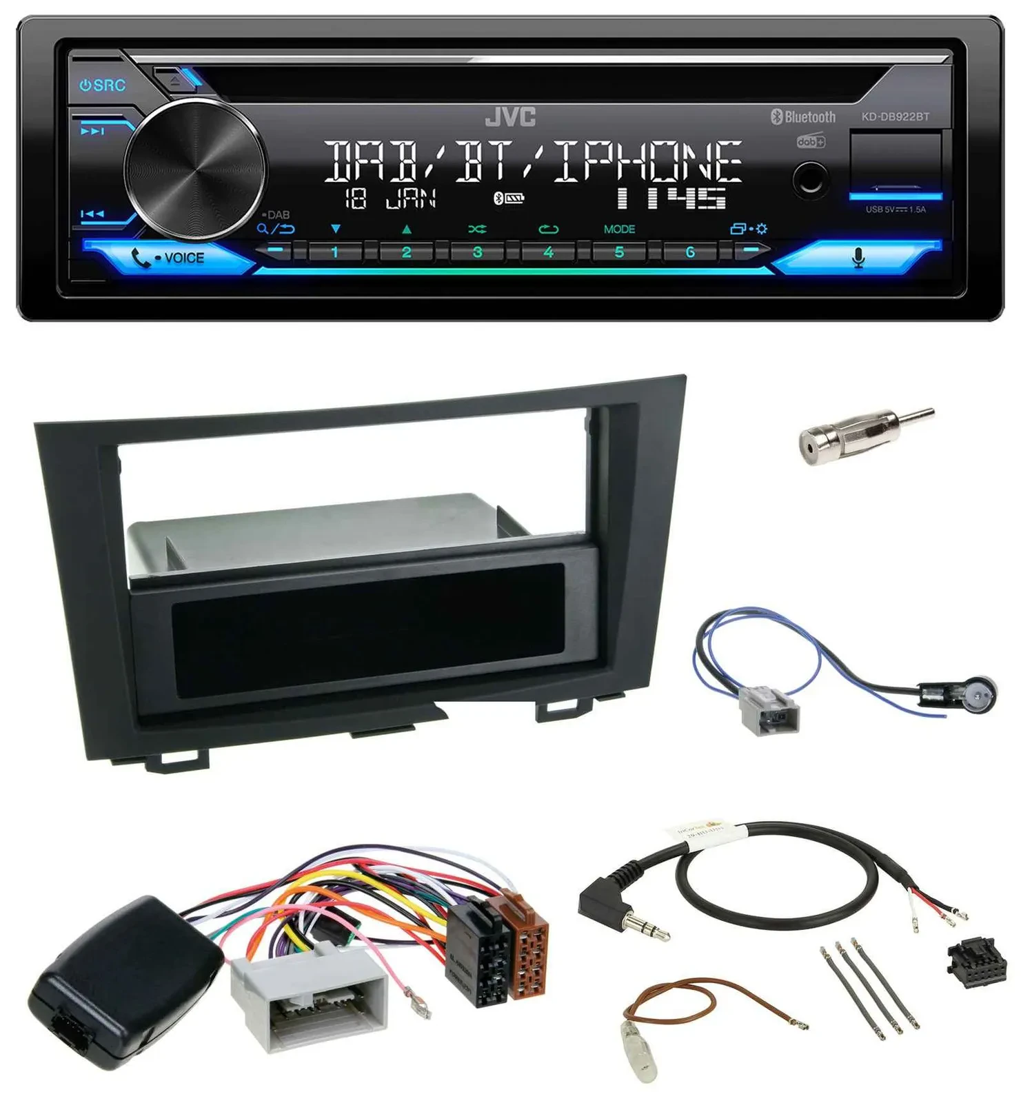 JVC Bluetooth Lenkrad USB DAB CD Autoradio für Honda CRV (2006-2012)