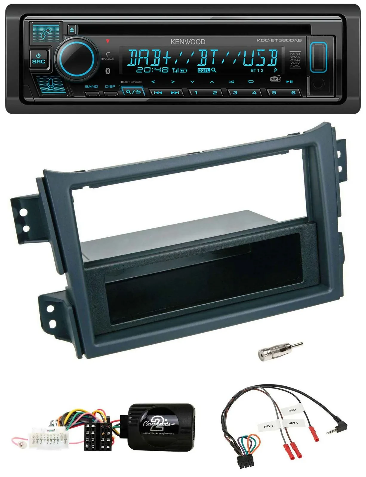 Автомагнитола Kenwood Bluetooth, DAB, CD, USB для Opel Agila B, Suzuki Splash