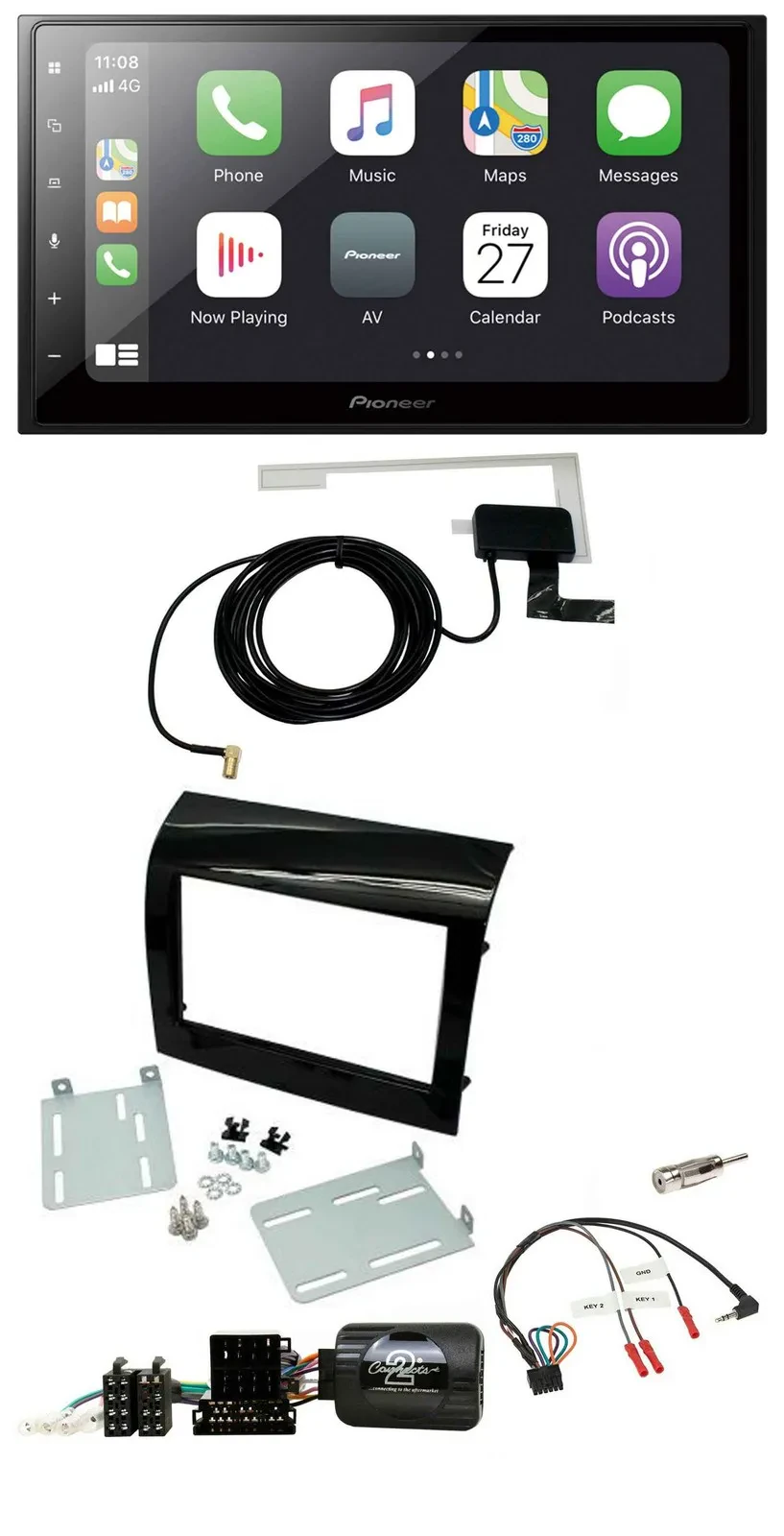 Автомагнитола Pioneer 2DIN Bluetooth DAB для Fiat Ducato 2012–2015, цвет Piano Black