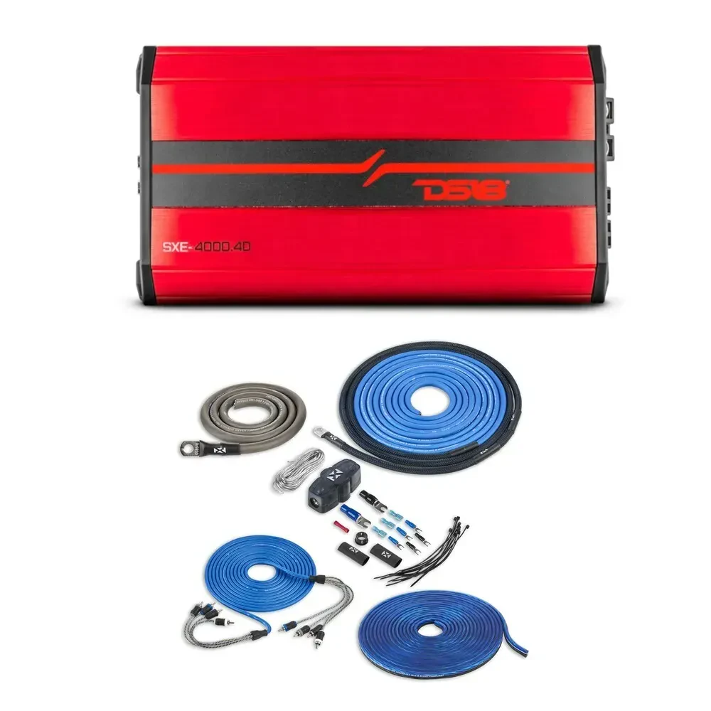 Автомобильный усилитель DS18 SXE-4000.4D/RD Class D, 4-канальный, красный (набор)