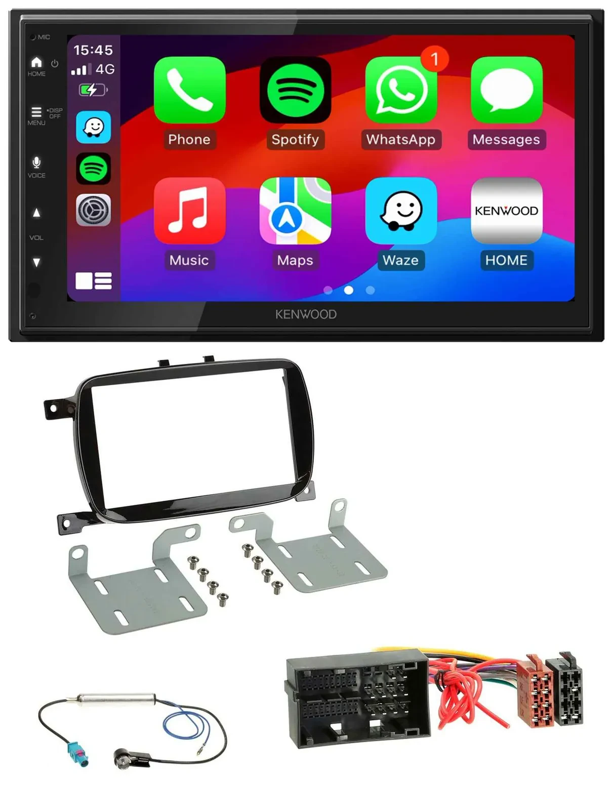 Автомагнитола Kenwood 2 DIN, MP3, USB, DAB, Bluetooth для Fiat 500 (с 2016), цвет чёрный (piano black)