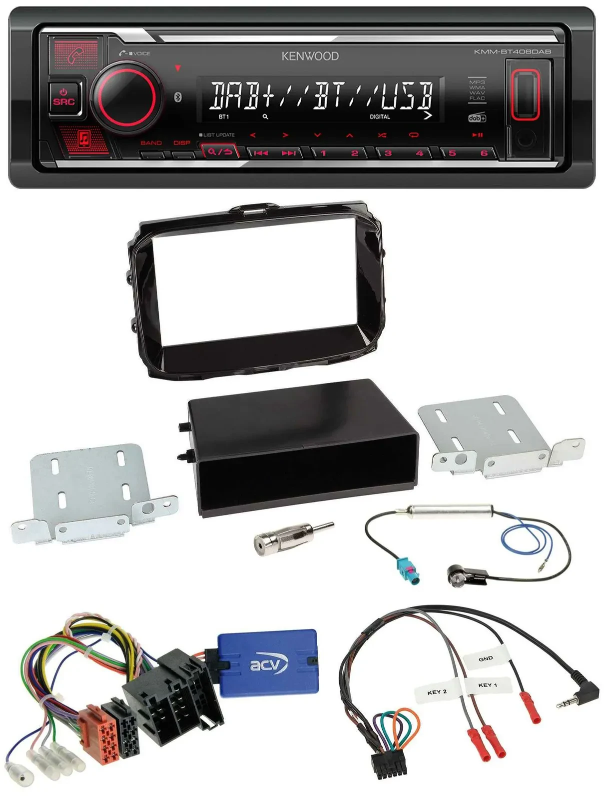 Kenwood Lenkrad Bluetooth USB DAB Autoradio für Alfa Romeo Giulietta 13-21 ISO p