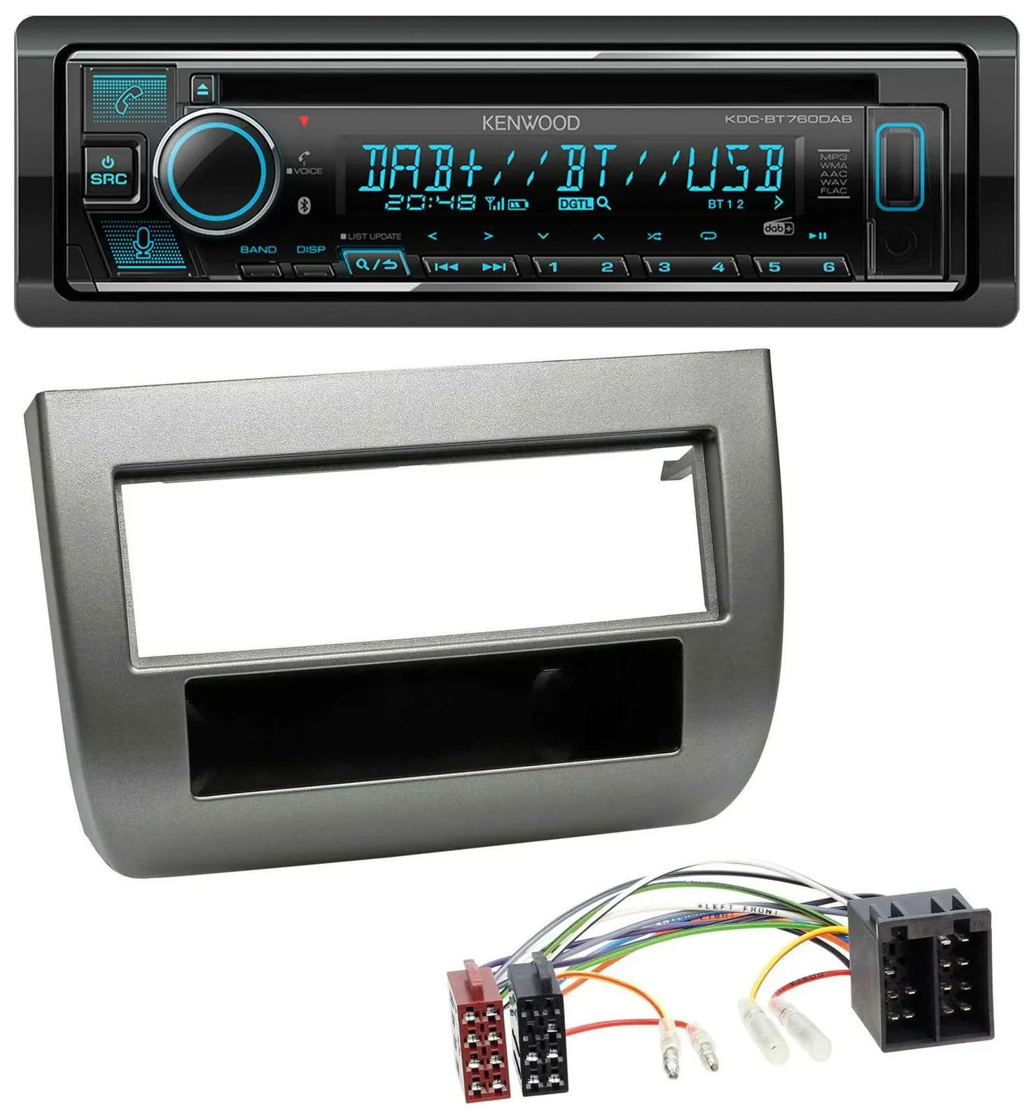 Kenwood MP3 Bluetooth DAB USB CD Autoradio für Lancia Y 843 03-11 dunkelsilberme