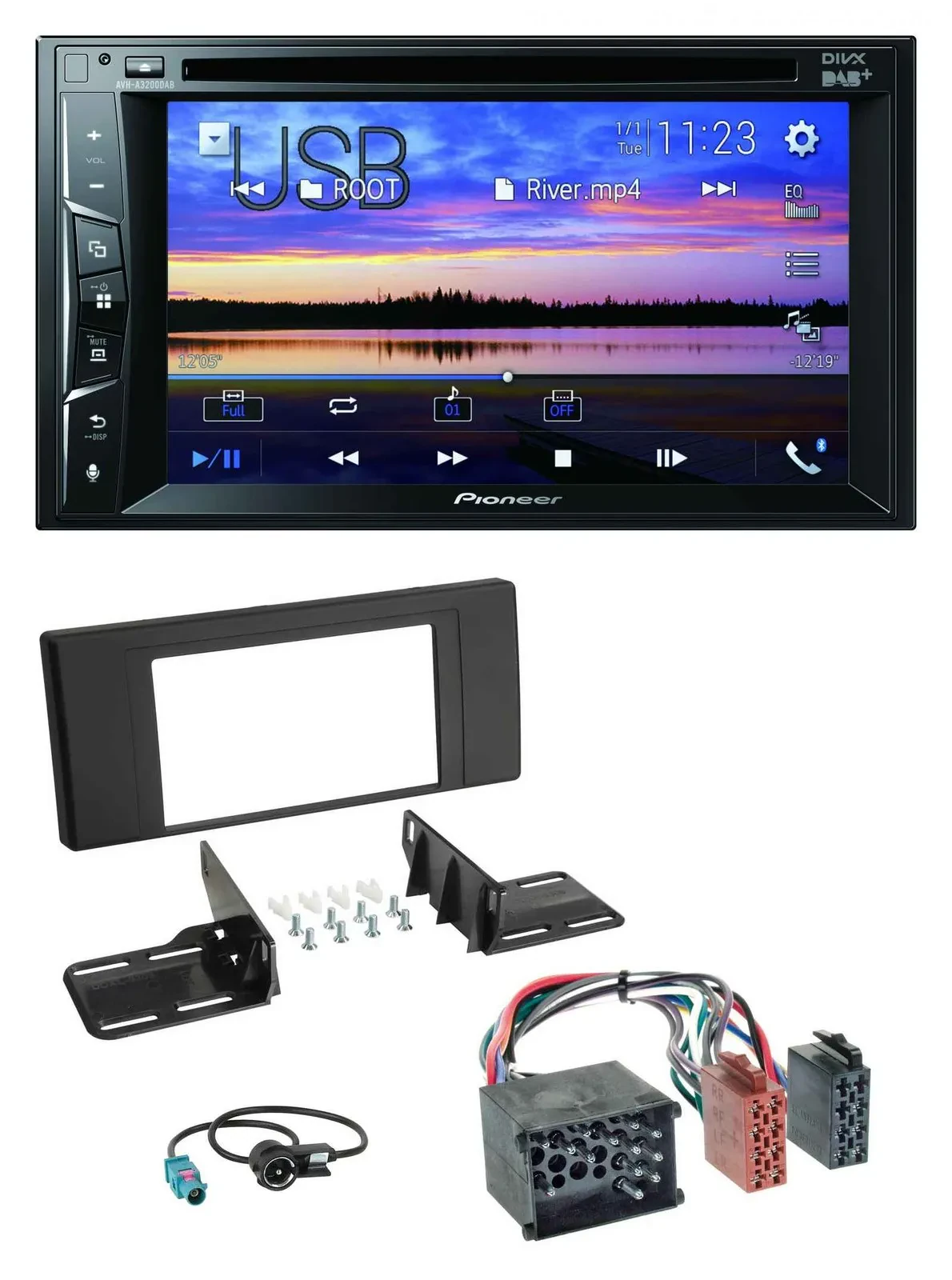 Pioneer Bluetooth 2DIN USB DVD DAB MP3 Autoradio für BMW X5 (E53 2000 2002)