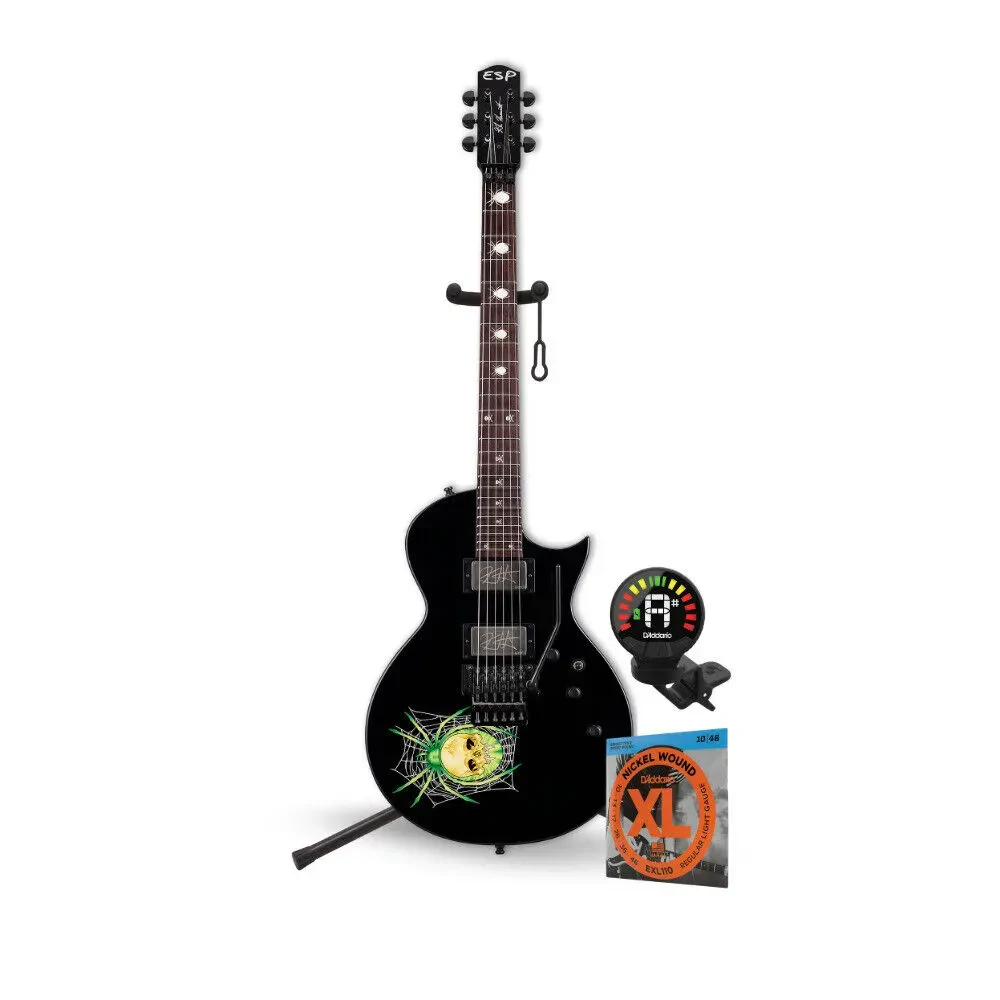 ESP LTD Kirk Hammett Signature 30th Anniversary KH 3 Spider Black Guitar Bundle