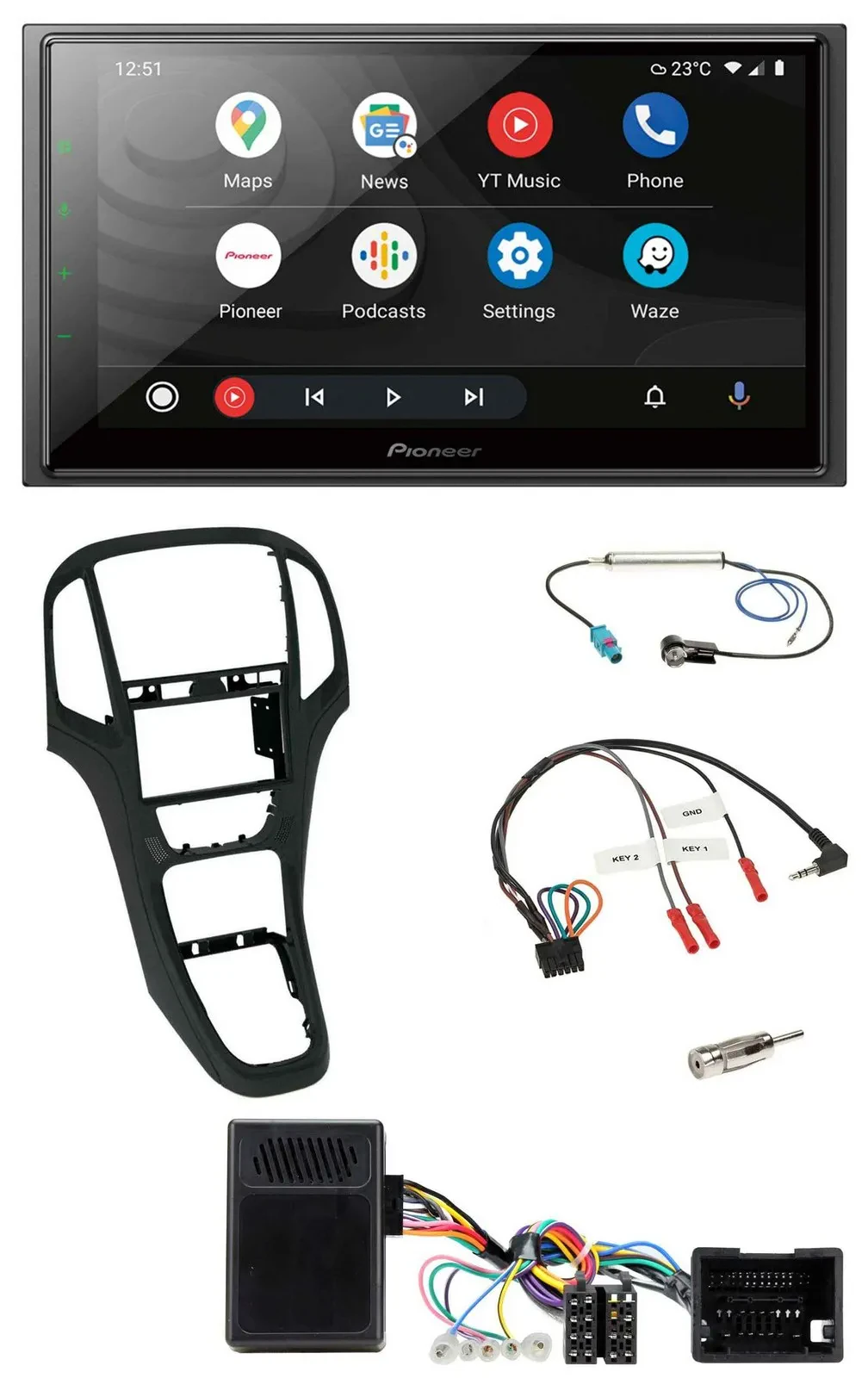 Pioneer USB 2DIN DAB Lenkrad Bluetooth Autoradio für Opel Astra ab 09 Perlschwar