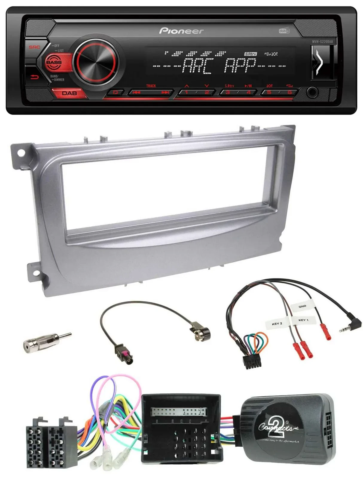 Автомагнитола Pioneer 1DIN DAB USB MP3 для Ford S‑Max/Mondeo (CAN-Bus, 2007–2014)