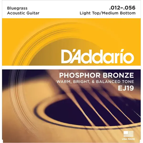 Струны для акустической гитары D'Addario EJ19 12-56, бронза фосфорная