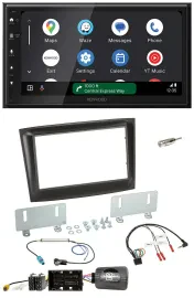 Kenwood DAB Bluetooth USB Lenkrad 2DIN Autoradio für Fiat Doblo ab 2015 schwarz