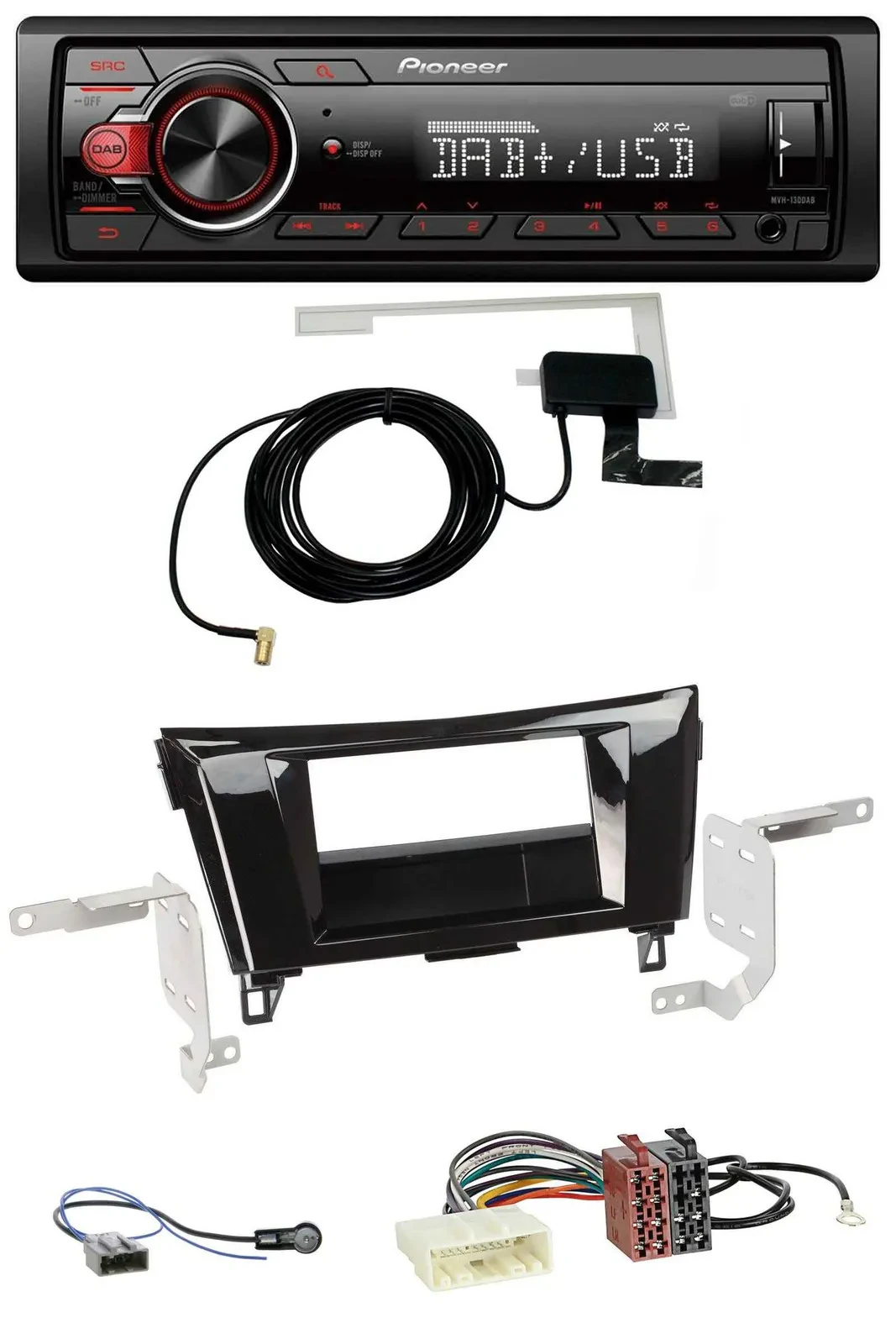 Pioneer 1DIN MP3 DAB USB AUX Autoradio für Nissan Qashqai X-Trail ab 2014