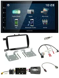 Автомагнитола Kenwood 2-DIN, Bluetooth, USB, DAB, поддержка управления на руле, для Fiat 500X (с 2016, Facelift)