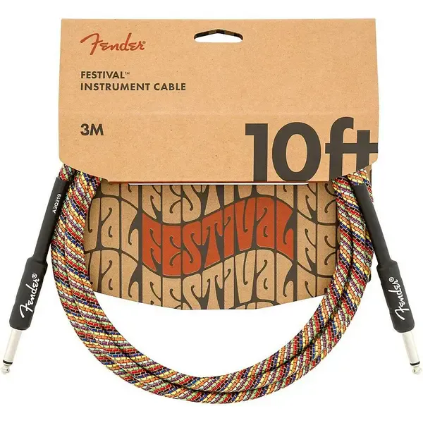 Инструментальный кабель Fender Festival Straight to Straight Instrument Cable 10 ft. Rainbow